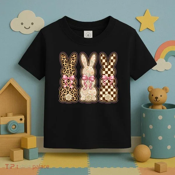 Cute Easter Girly Coquette Bunnies Toddler T-Shirt
