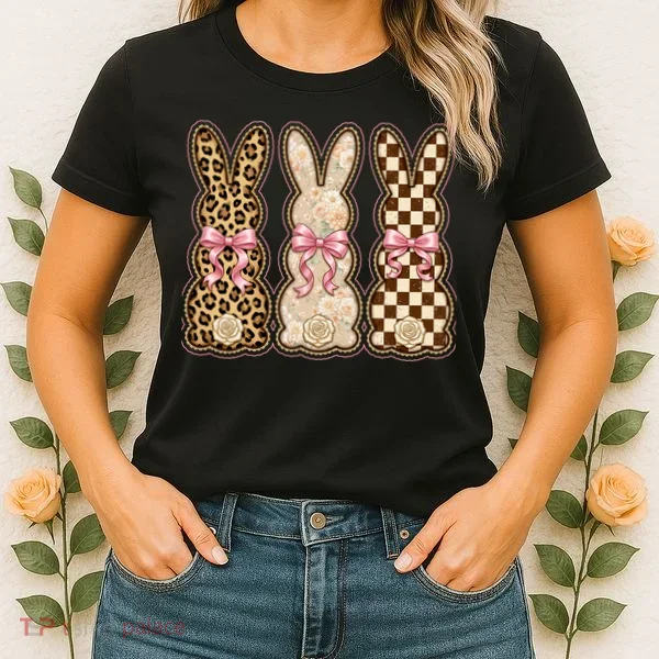 Cute Easter Girly Coquette Bunnies Women's T-Shirt