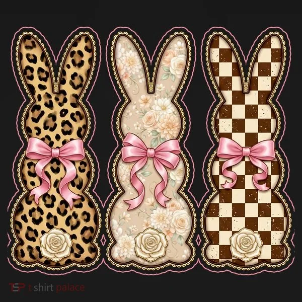 Cute Easter Girly Coquette Bunnies Women's T-Shirt