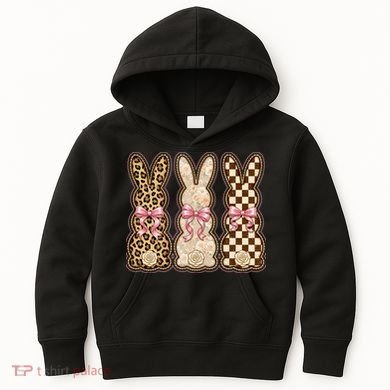 Cute Easter Girly Coquette Bunnies Kids Hoodie