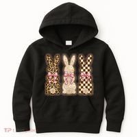Cute Easter Girly Coquette Bunnies Kids Hoodie thumb 0