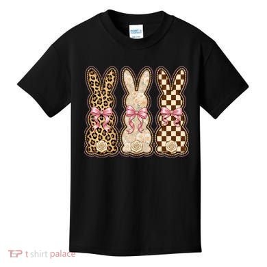 Cute Easter Girly Coquette Bunnies Kids T-Shirt