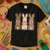 Cute Easter Girly Coquette Bunnies Kids T-Shirt thumb 3