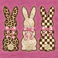 Cute Easter Girly Coquette Bunnies T-Shirt thumb 2