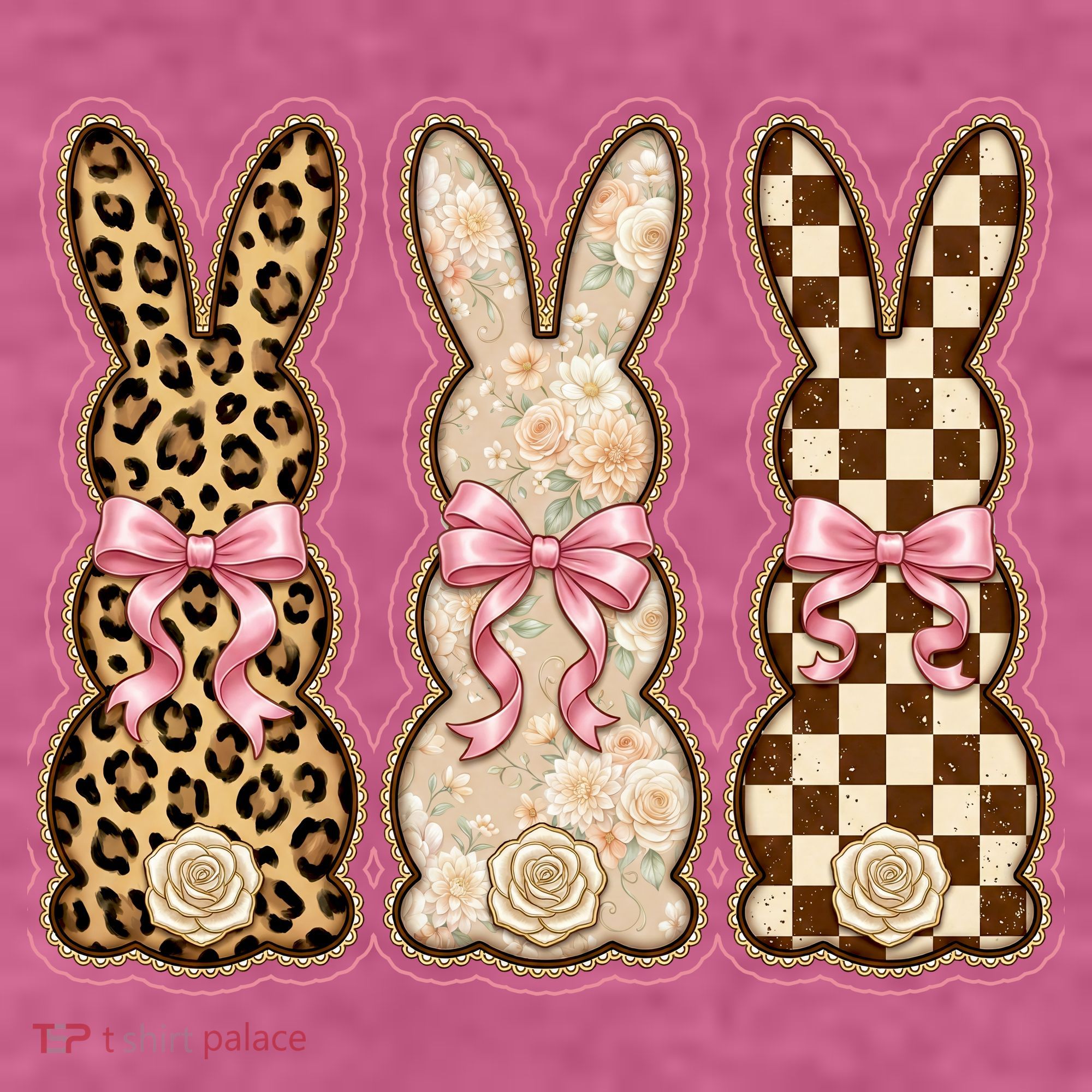 Cute Easter Girly Coquette Bunnies T-Shirt