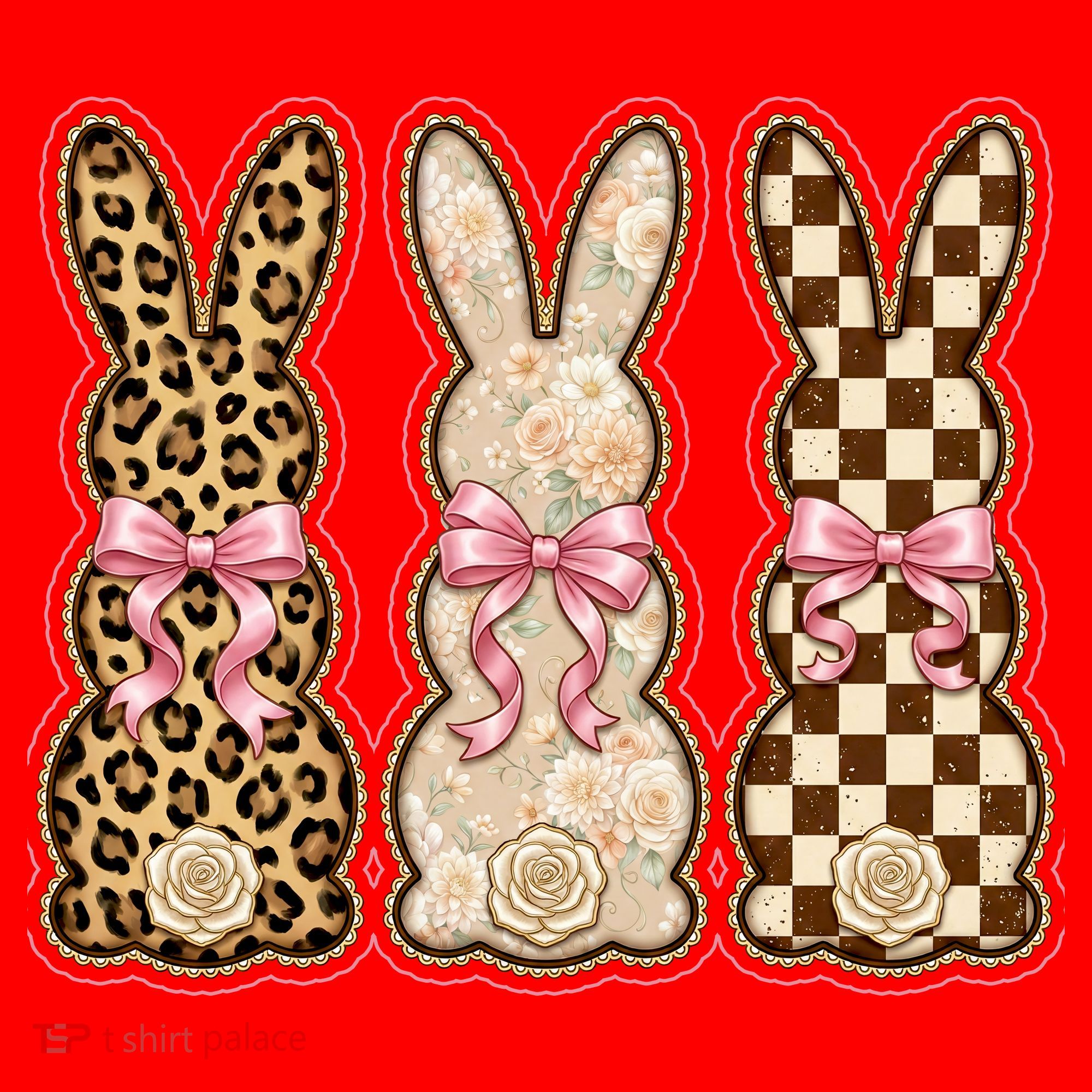 Cute Easter Girly Coquette Bunnies Santa Hat