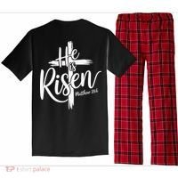 Celebrate Easter He Is Risen Matthew 28:6 Front And Back Pajama Set thumb 1