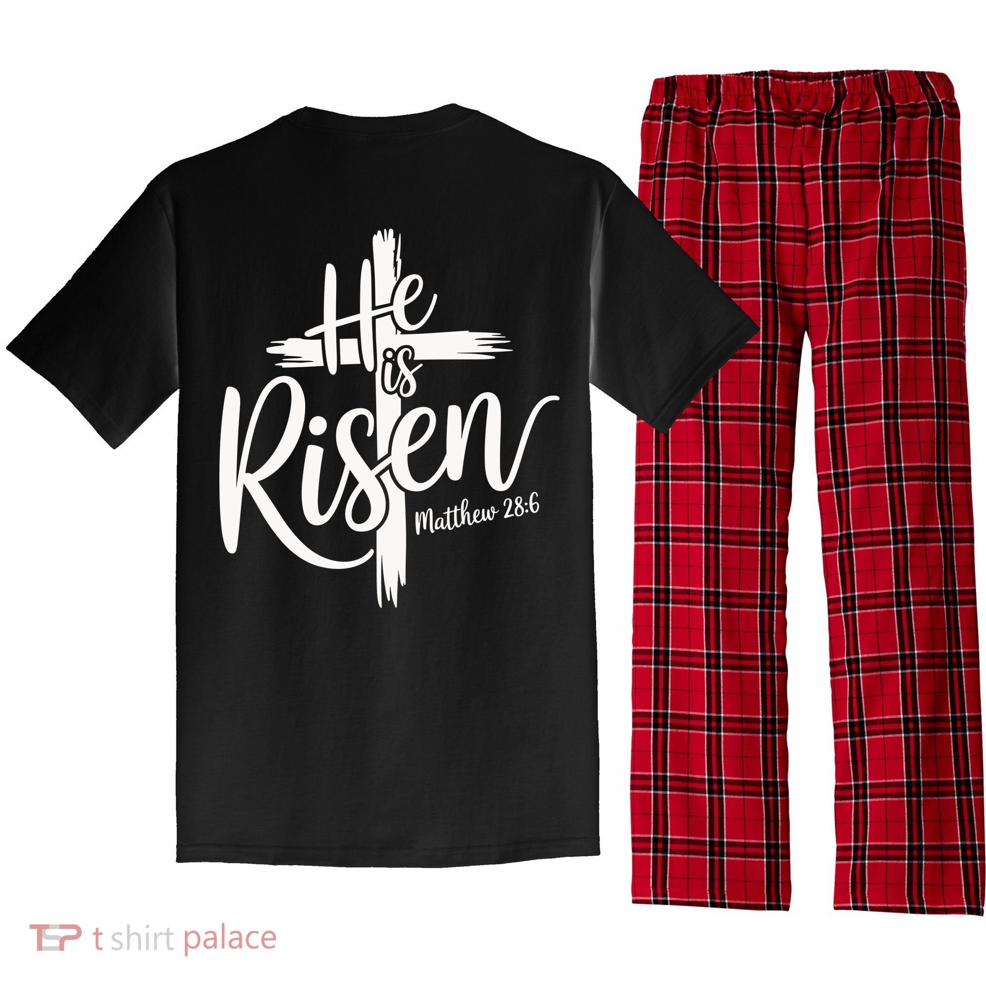 Celebrate Easter He Is Risen Matthew 28:6 Front And Back Pajama Set