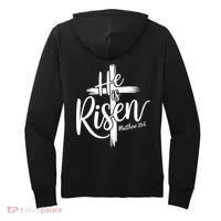Celebrate Easter He Is Risen Matthew 28:6 Front And Back Women's Hoodie thumb 1