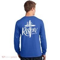 Celebrate Easter He Is Risen Matthew 28:6 Front And Back Long Sleeve Shirt thumb 1