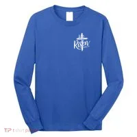 Celebrate Easter He Is Risen Matthew 28:6 Front And Back Long Sleeve Shirt thumb 0