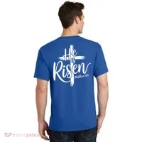 Celebrate Easter He Is Risen Matthew 28:6 Front And Back T-Shirt thumb 1