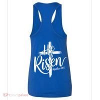 Celebrate Easter He Is Risen Matthew 28:6 Front And Back Women's Tank Top thumb 4