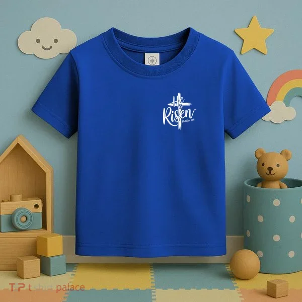 Celebrate Easter He Is Risen Matthew 28:6 Front And Back Toddler T-Shirt