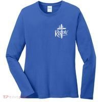 Celebrate Easter He Is Risen Matthew 28:6 Front And Back Women's Long Sleeve Shirt thumb 0