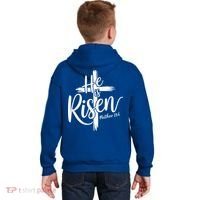 Celebrate Easter He Is Risen Matthew 28:6 Front And Back Kids Hoodie thumb 1