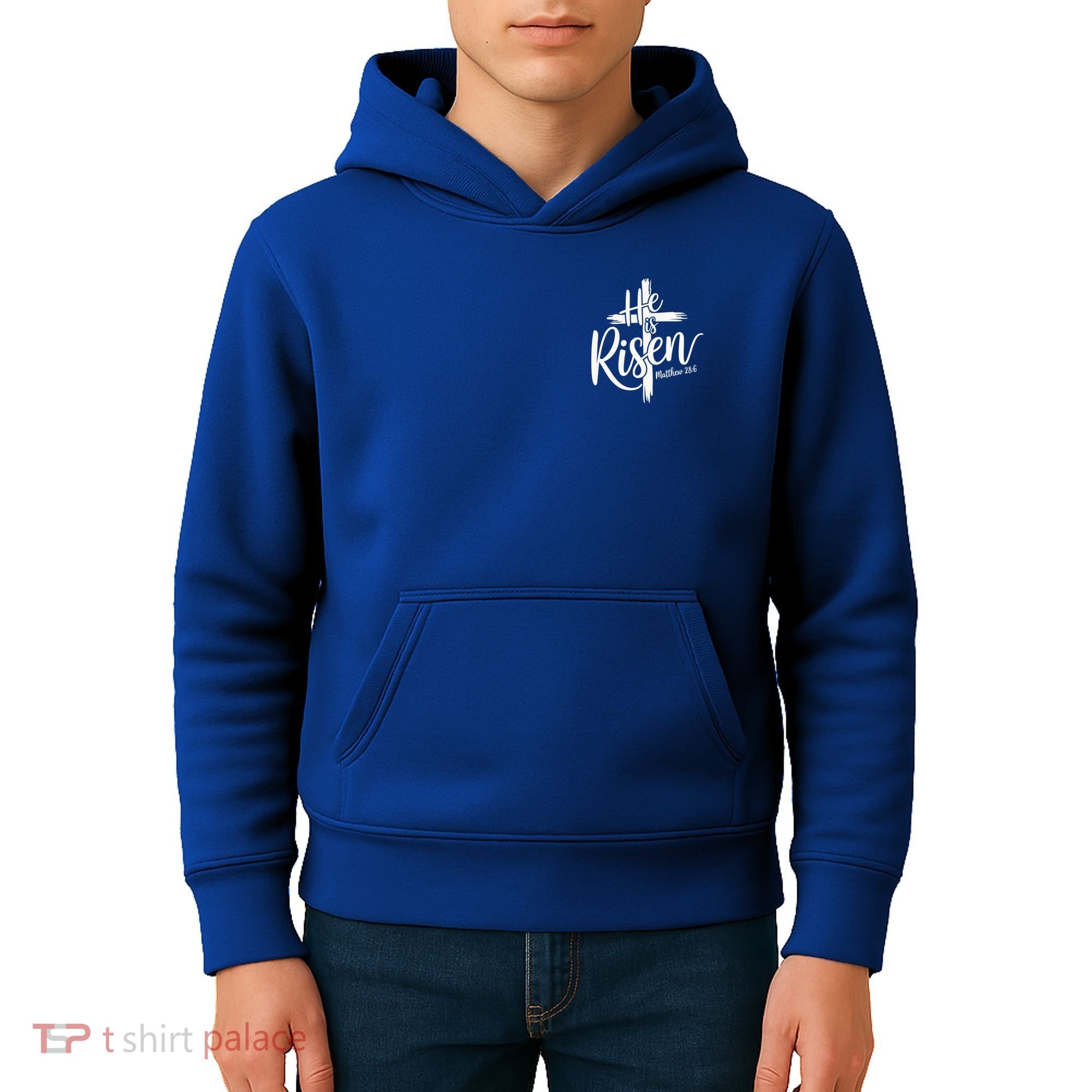 Celebrate Easter He Is Risen Matthew 28:6 Front And Back Kids Hoodie