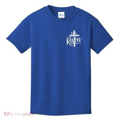 Celebrate Easter He Is Risen Matthew 28:6 Front And Back Kids T-Shirt
