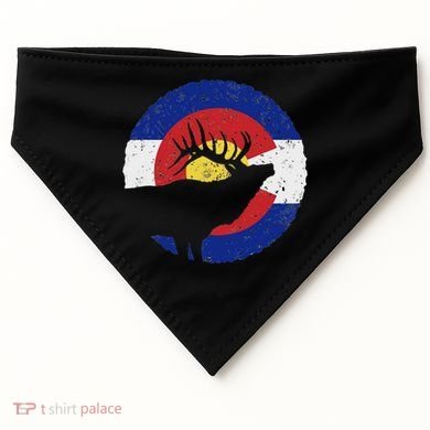Colorado Elk Hunting Co State Flag Hunter USA-Made Doggie Bandana