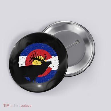 Colorado Elk Hunting Co State Flag Hunter Button