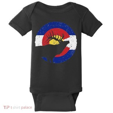 Colorado Elk Hunting Co State Flag Hunter Baby Bodysuit