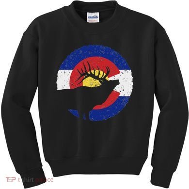 Colorado Elk Hunting Co State Flag Hunter Kids Sweatshirt