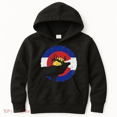 Colorado Elk Hunting Co State Flag Hunter Kids Hoodie