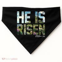 Celebrate Easter He Is Risen Matthew 18:6  USA-Made Doggie Bandana thumb 0