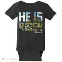 Celebrate Easter He Is Risen Matthew 18:6  Baby Bodysuit thumb 0