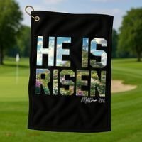 Celebrate Easter He Is Risen Matthew 18:6  Golf Towel thumb 1