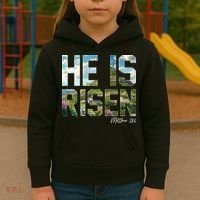 Celebrate Easter He Is Risen Matthew 18:6  Kids Hoodie thumb 3