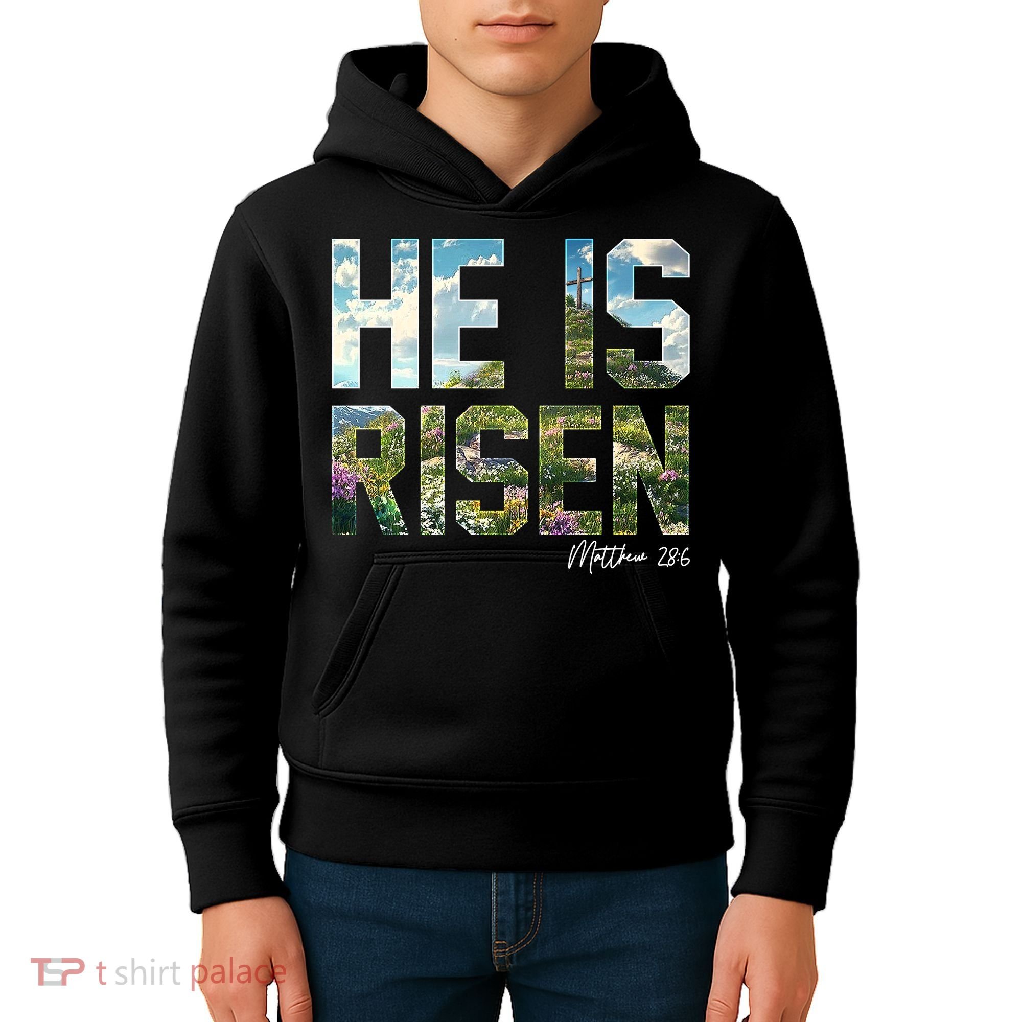 Celebrate Easter He Is Risen Matthew 18:6  Kids Hoodie