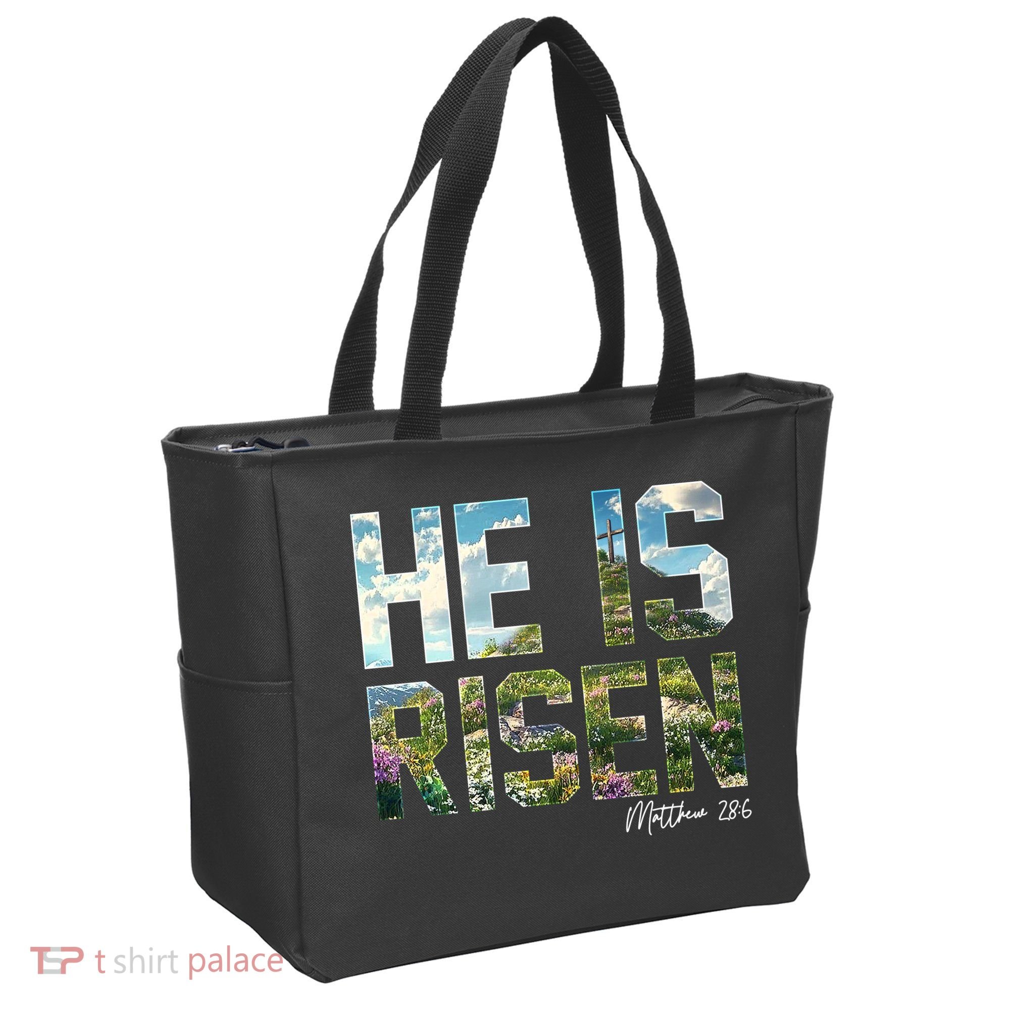 Celebrate Easter He Is Risen Matthew 18:6  Tote Bag