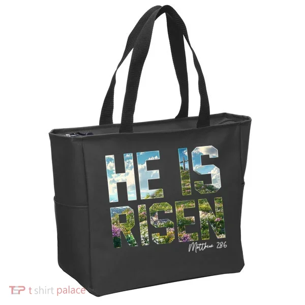 Celebrate Easter He Is Risen Matthew 18:6  Tote Bag