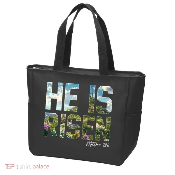 Celebrate Easter He Is Risen Matthew 18:6  Tote Bag