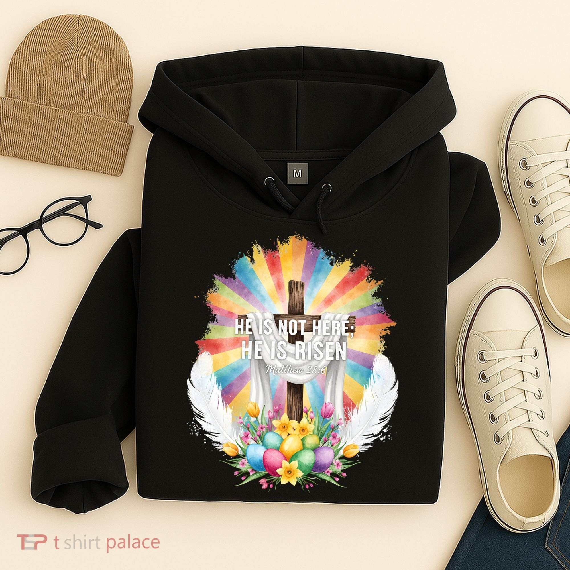 Celebrate Easter He Is Not Here He Is Risen Matthew 28:6 Hoodie