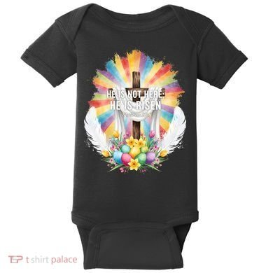 Celebrate Easter He Is Not Here He Is Risen Matthew 28:6 Baby Bodysuit