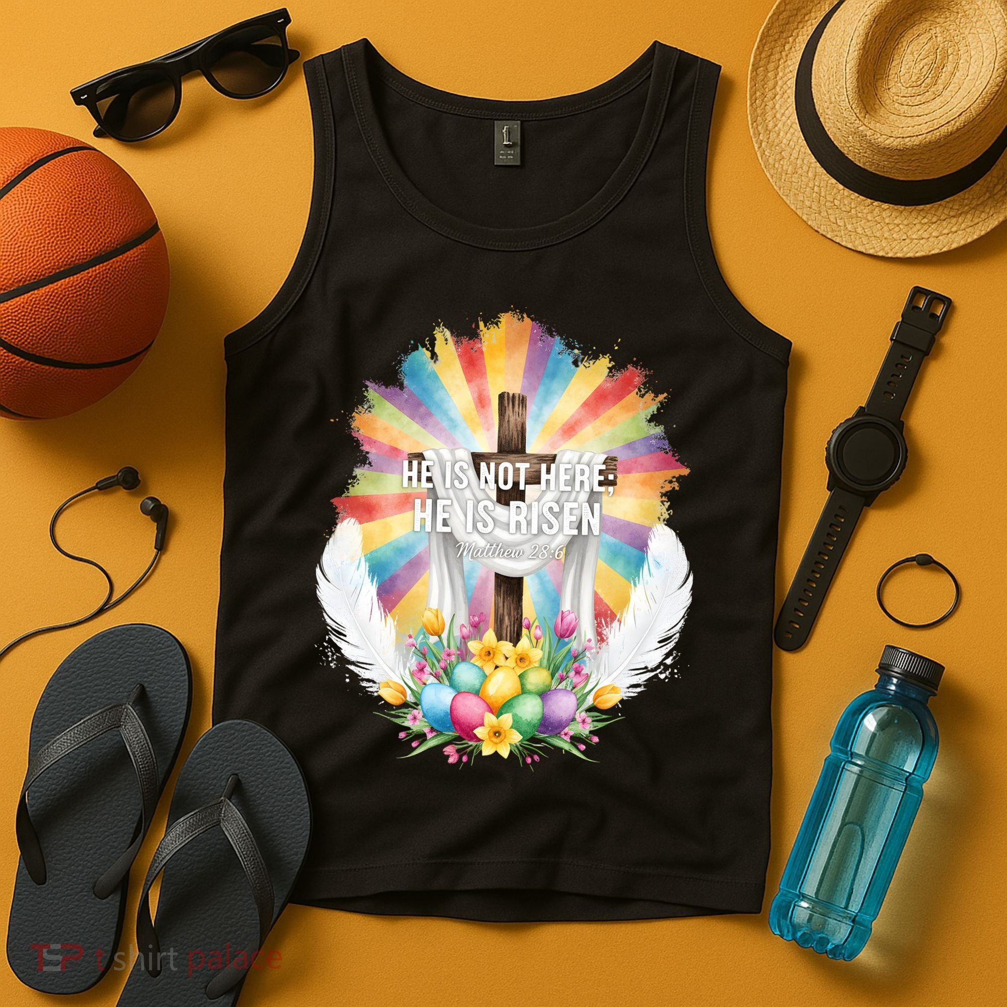 Celebrate Easter He Is Not Here He Is Risen Matthew 28:6 Tank Top