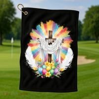 Celebrate Easter He Is Not Here He Is Risen Matthew 28:6 Golf Towel thumb 1