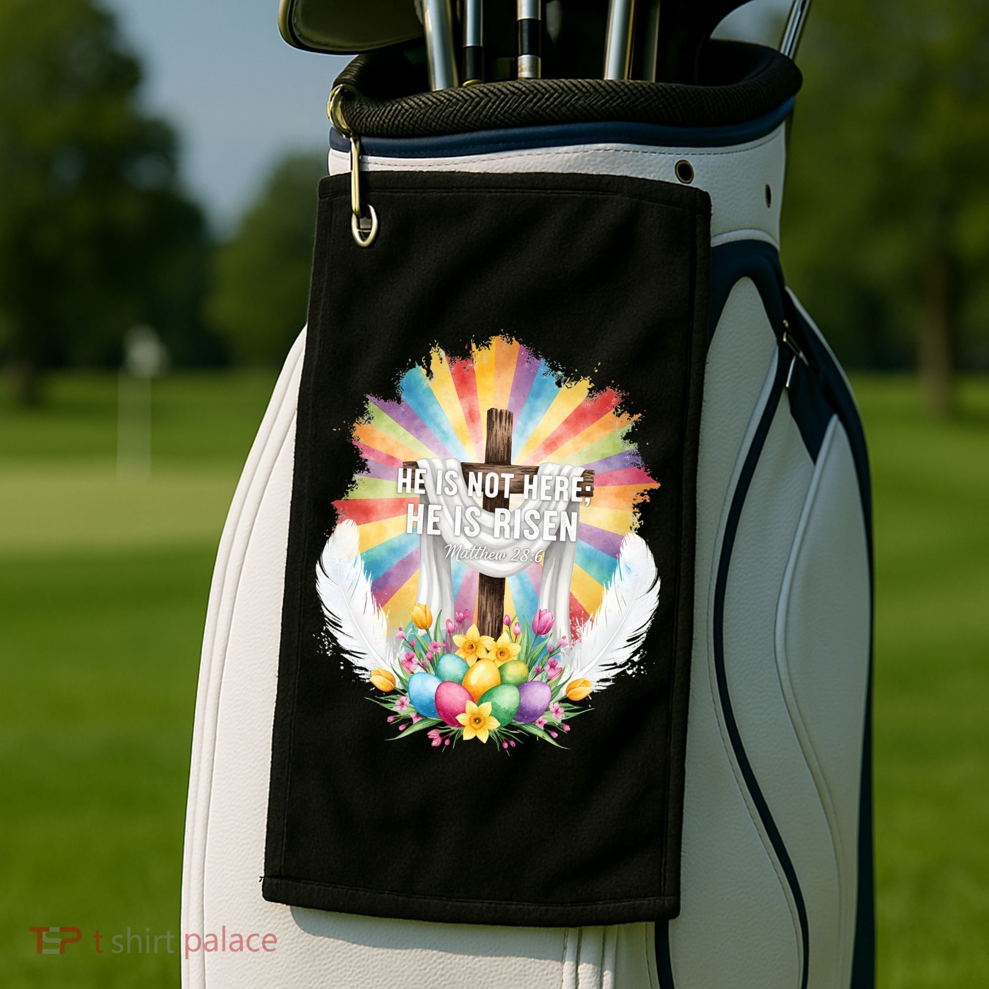 Celebrate Easter He Is Not Here He Is Risen Matthew 28:6 Golf Towel