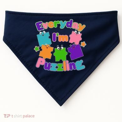 Cute Everyday I'm Puzzling Autism Awareness USA-Made Doggie Bandana