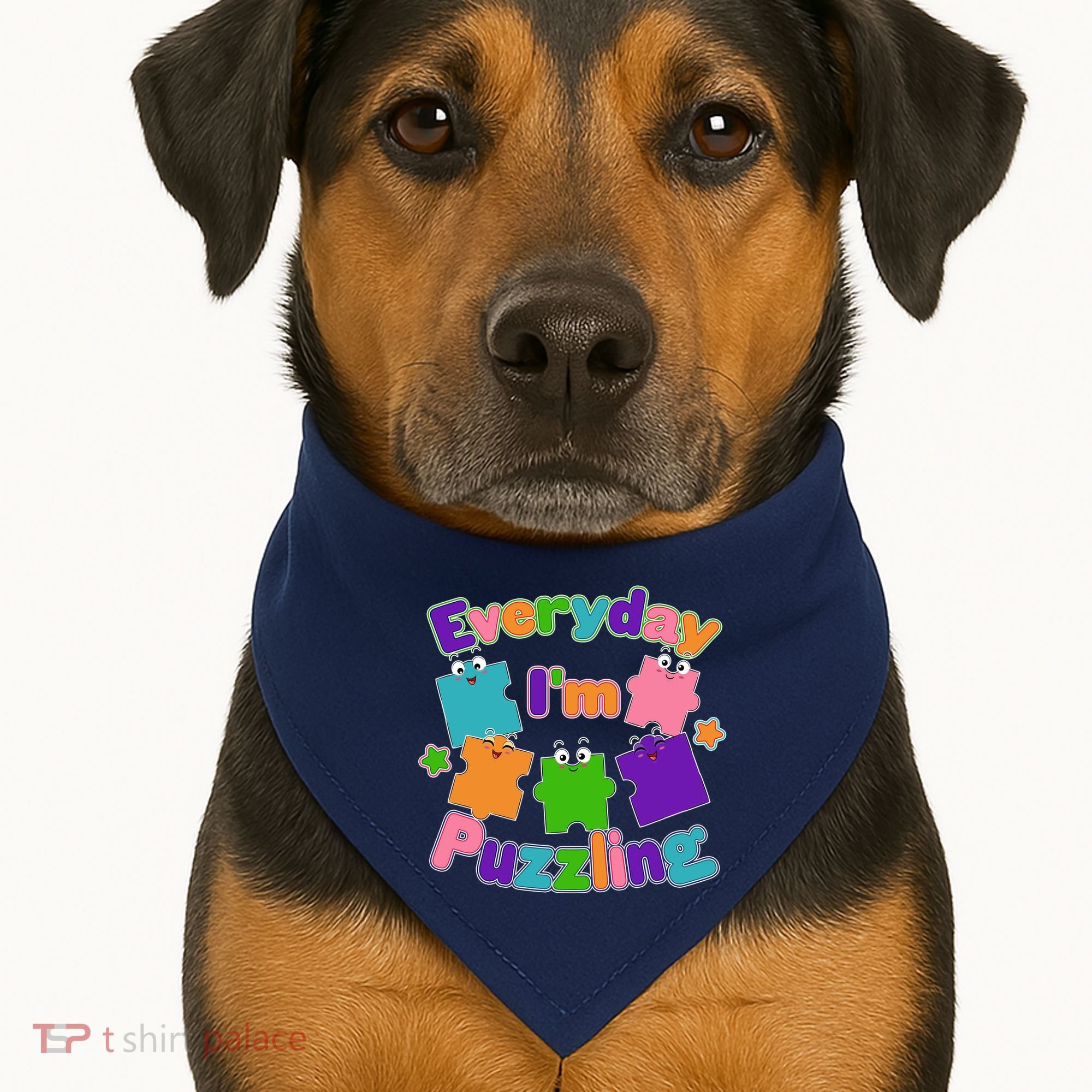 Cute Everyday I'm Puzzling Autism Awareness USA-Made Doggie Bandana