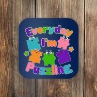 Cute Everyday I'm Puzzling Autism Awareness Coaster thumb 0