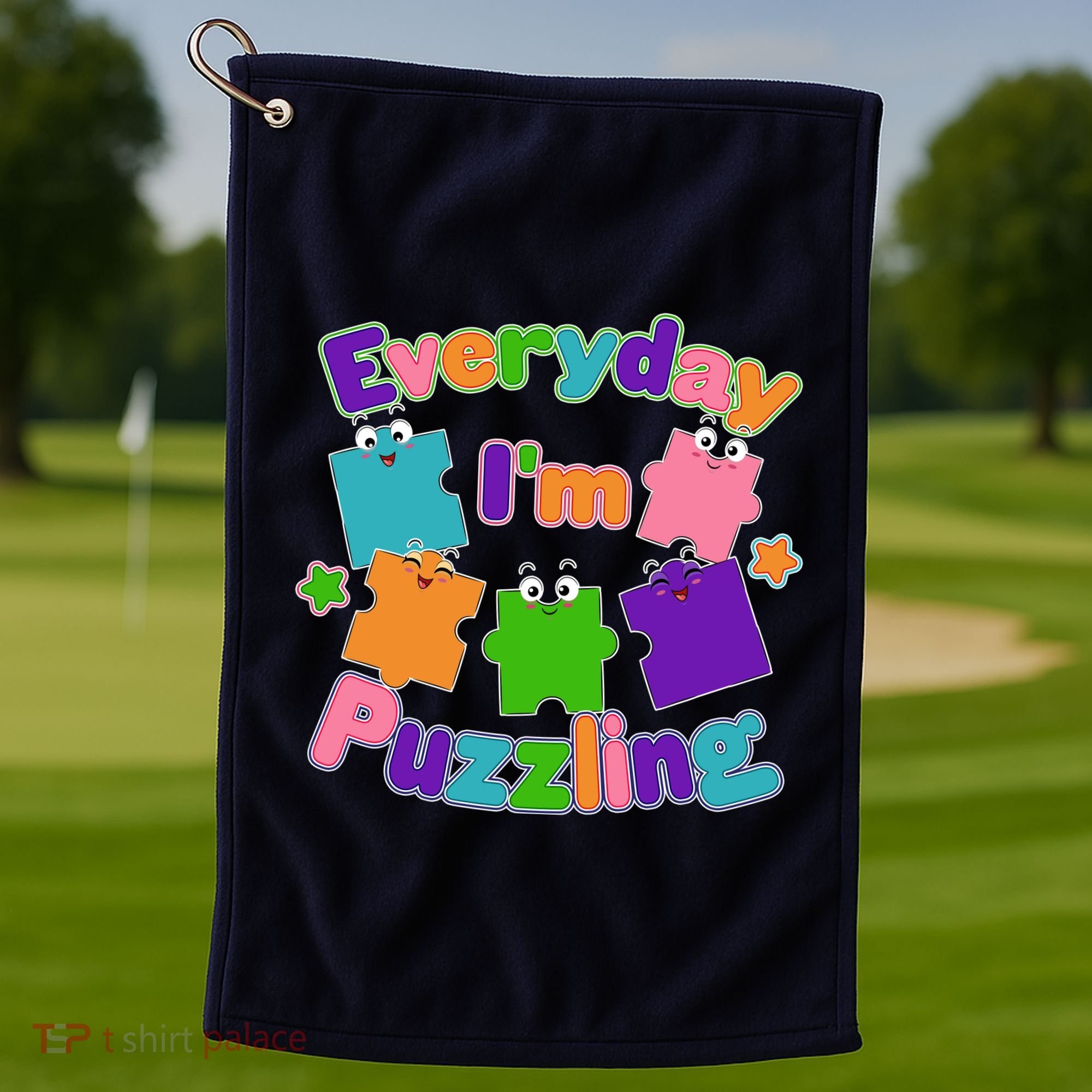 Cute Everyday I'm Puzzling Autism Awareness Golf Towel