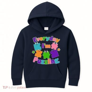 Cute Everyday I'm Puzzling Autism Awareness Kids Hoodie