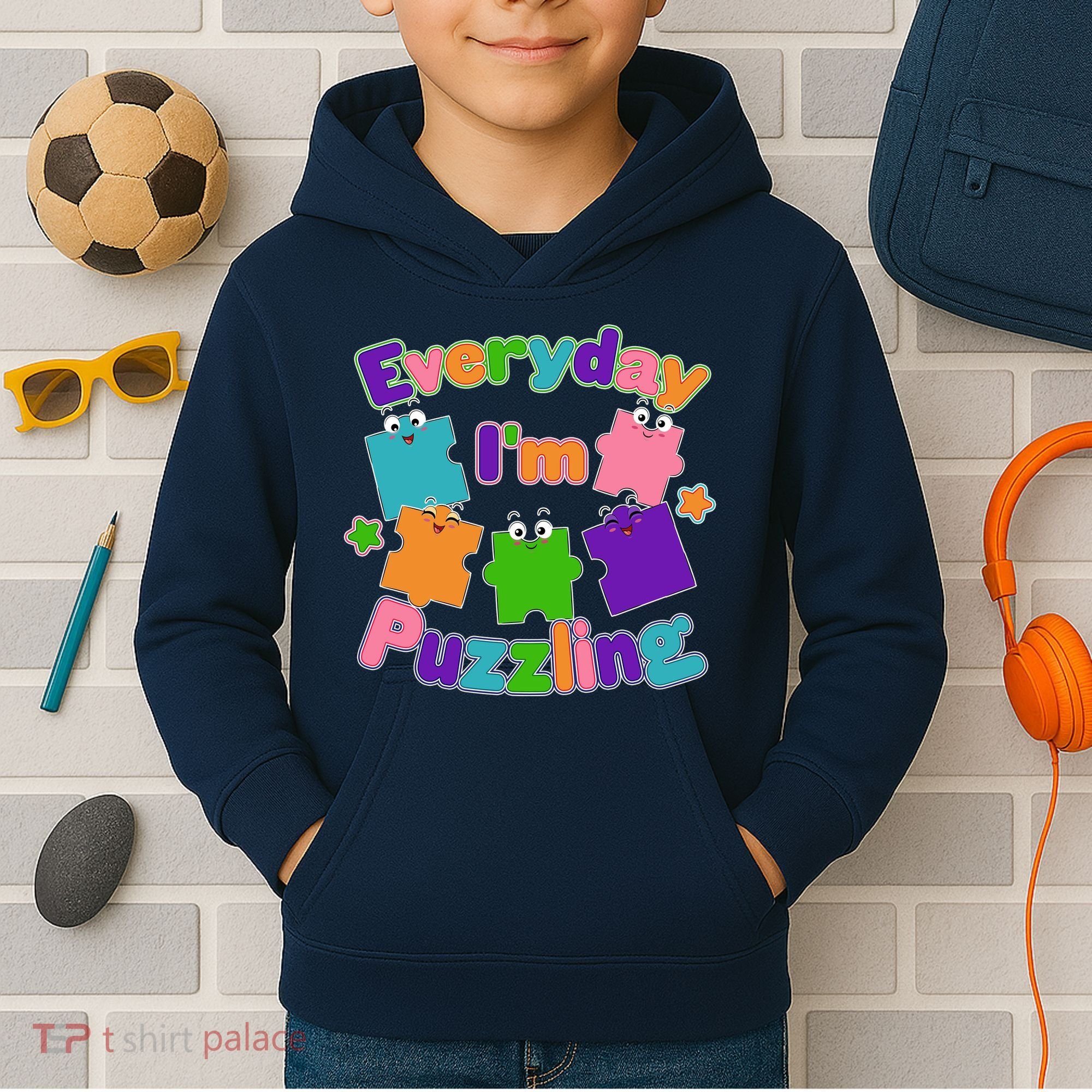 Cute Everyday I'm Puzzling Autism Awareness Kids Hoodie