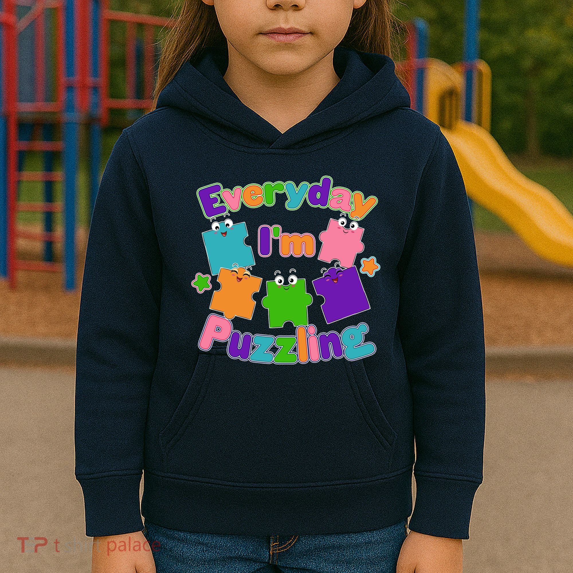 Cute Everyday I'm Puzzling Autism Awareness Kids Hoodie