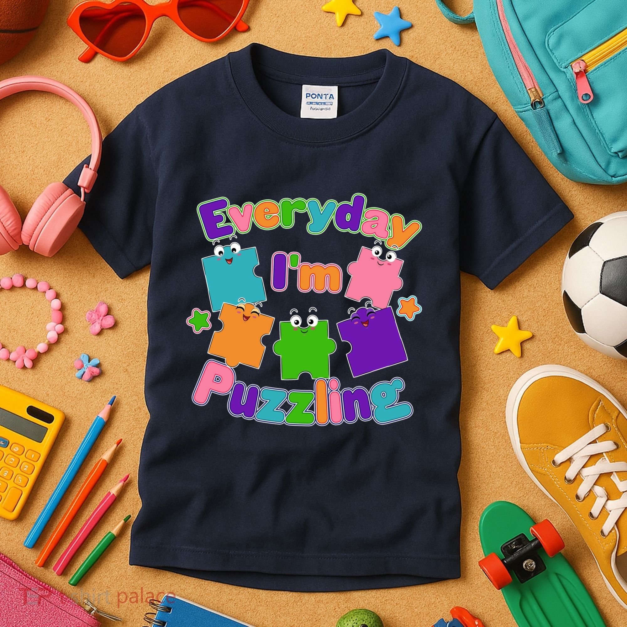 Cute Everyday I'm Puzzling Autism Awareness Kids T-Shirt