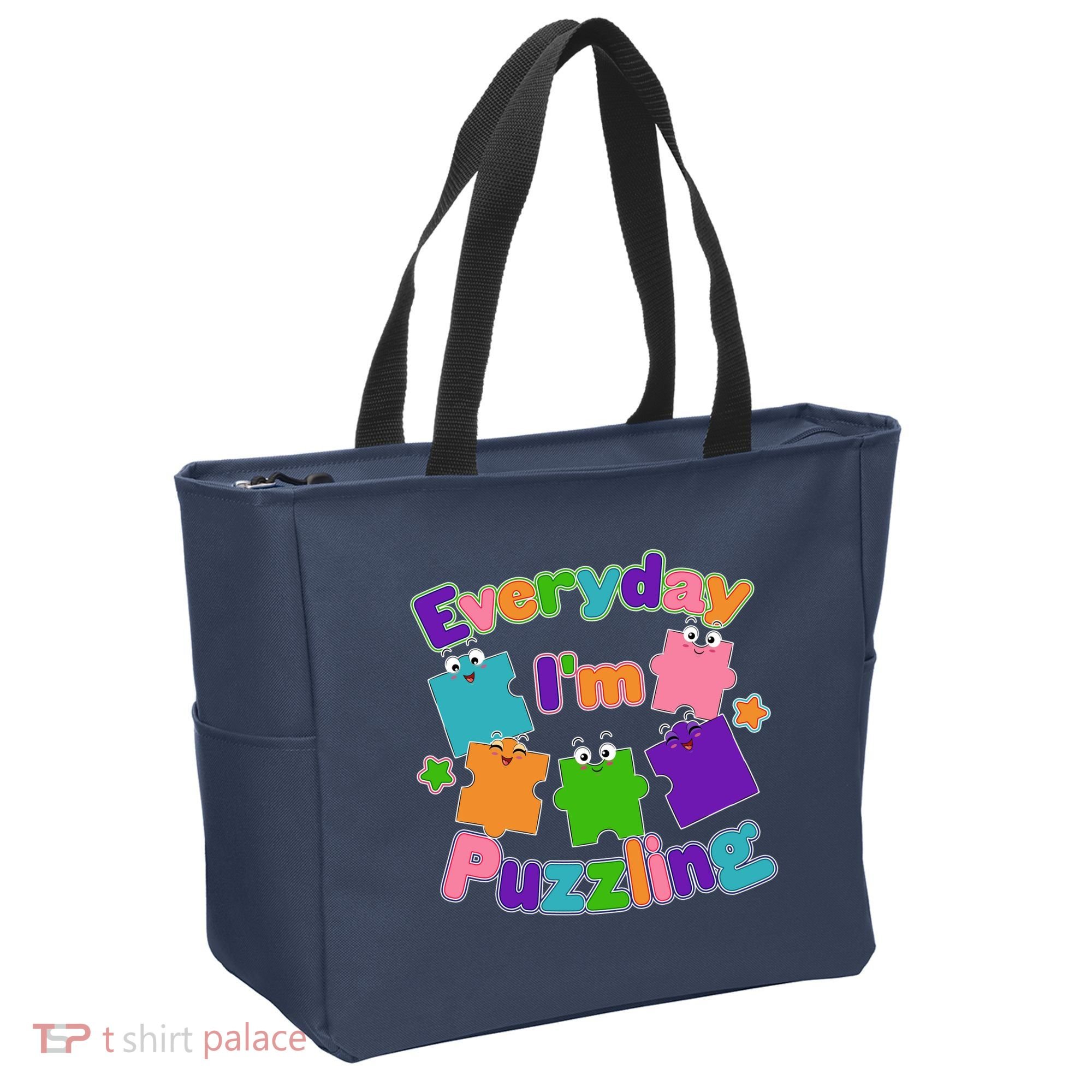 Cute Everyday I'm Puzzling Autism Awareness Tote Bag