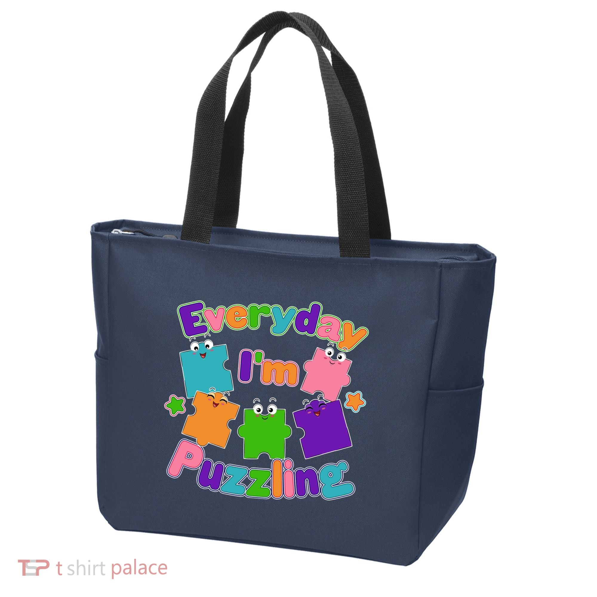 Cute Everyday I'm Puzzling Autism Awareness Tote Bag